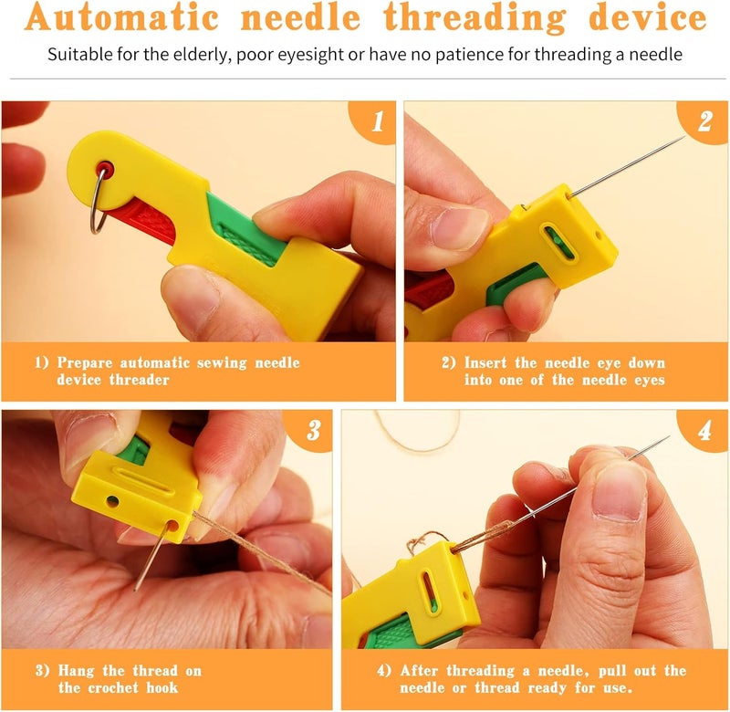 Fedmut 42 Pieces Needle Threaders Kit,Drawstring Threader Set,Threader Hand Machine Sewing for Sewing Crafting,Quilting, DIY Art,Universal Sewing Threaders Tool for Embroidery Needlework - Image 3